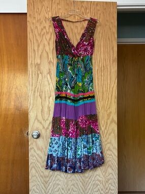 Boho V-Neck Multi-Color Tiered Maxi Dress